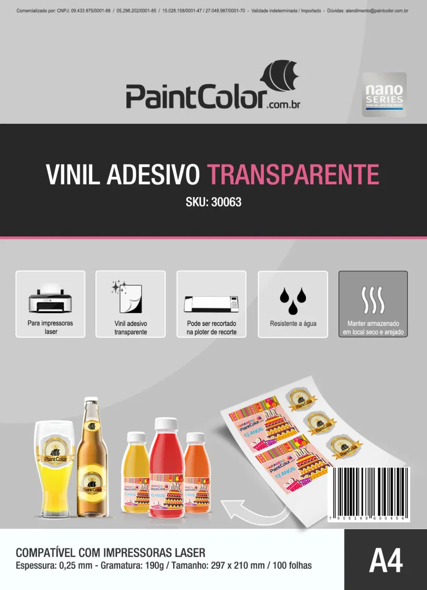 Vinil Adesivo para Laser Glossy Transparente A4 100 Folhas - Image 2