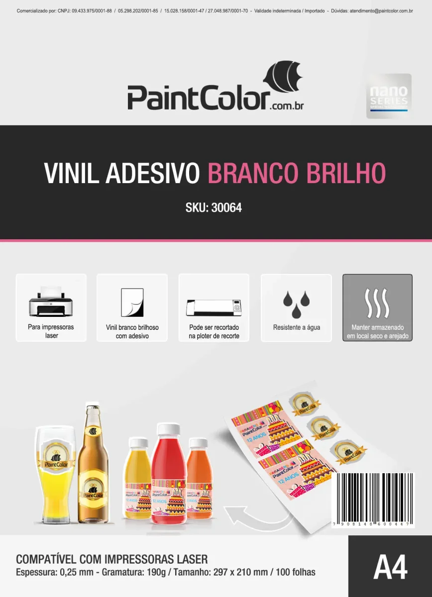 Vinil Adesivo para Laser Glossy Branco A4 100 Folhas - Image 2