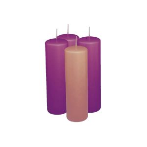 Conjunto de Quatro Velas para Advento (3 Roxas e 1 Rosa) – 8cm x 15cm