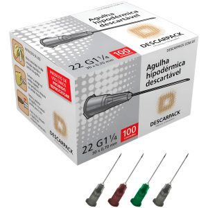 Agulha Descartável 30x7mm Preta – Caixa com 100 Unidades – Descarpack