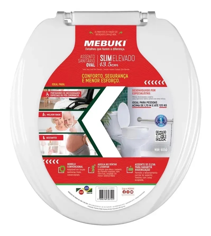Assento Sanitário Slim Elevado 13,5Cm – Mebuki - Image 2